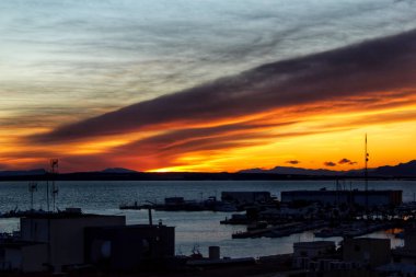 Santa Pola, Alicante, İspanya 'da Güzel Gün Batımı