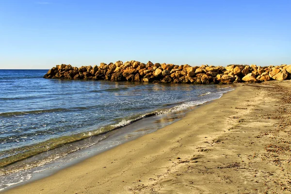 Παραλία Πρωί Στη Νότια Ισπανία Santa Pola Αλικάντε — Φωτογραφία Αρχείου