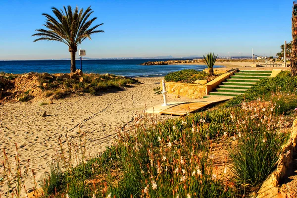 Stranden Morgonen Södra Spanien Santa Pola Alicante — Stockfoto