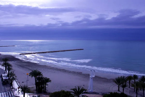 Spectaculaire Colorée Matinée Dans Baie Santa Pola Alicante Espagne Automne — Photo