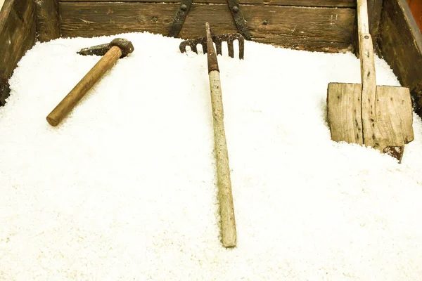 Морская Соль Хранящаяся Обработанных Старых Инструментов Санта Поле Испания — стоковое фото