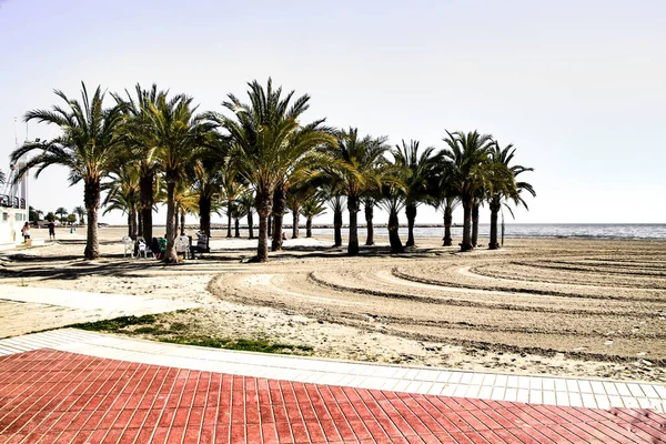 Słoneczny Dzień Plaży Zimą Santa Pola Alicante — Zdjęcie stockowe