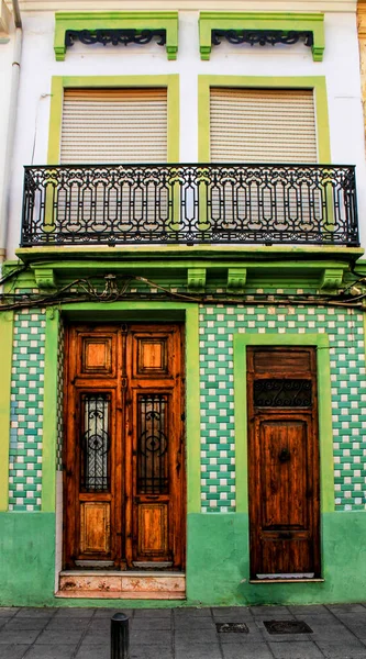 Fachadas Coloridas Edificios Antiguos Barrio Cabanyal Valencia España — Foto de Stock