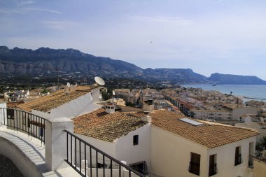 Beautiful panoramic view of Altea village and mediterranean sea from the Old Portal viewpoint in Spring