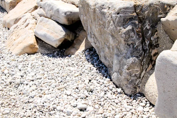 Rotsen Kiezelstenen Textuur Het Strand Van Cap Negret Altea Alicante — Stockfoto