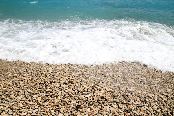 Mare Ondulato Blu Spiaggia Ciottoli Mattino Nella Spiaggia Cap Negret — Foto Stock