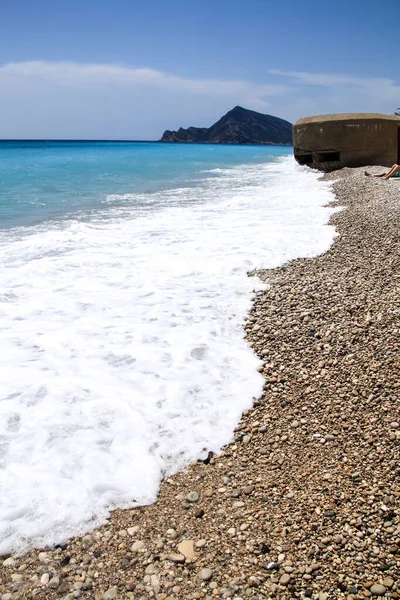 Cap Negret Beach Och Inbördeskrig Bunker Solig Vårdag Altea Alicante — Stockfoto