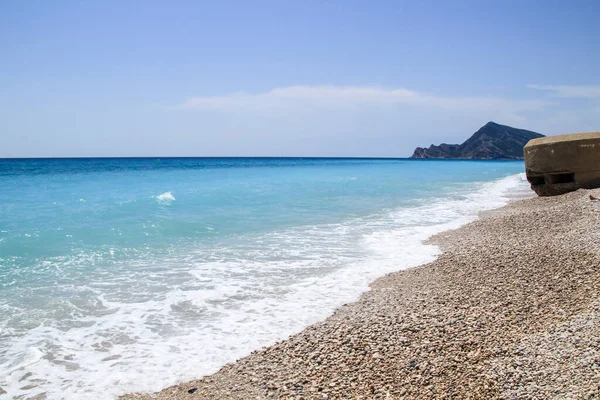 Cap Negret Beach Och Inbördeskrig Bunker Solig Vårdag Altea Alicante — Stockfoto