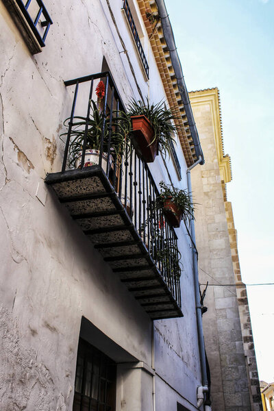Old stone facades in Caravaca de La Cruz village, Murcia, Spain