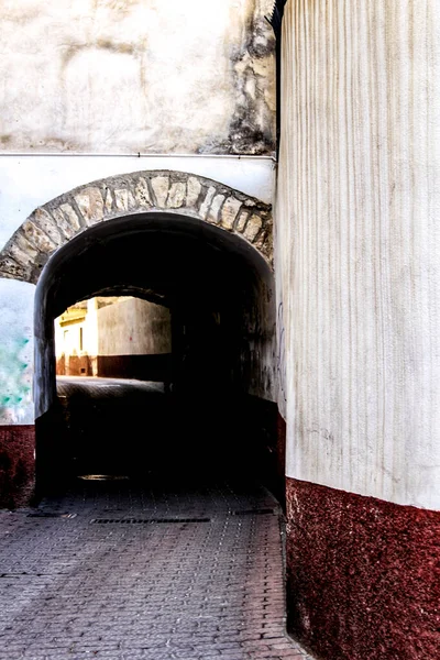Narrow Street Dark Tunnel Caravaca Cruz Murcia Spain — Stock Photo, Image