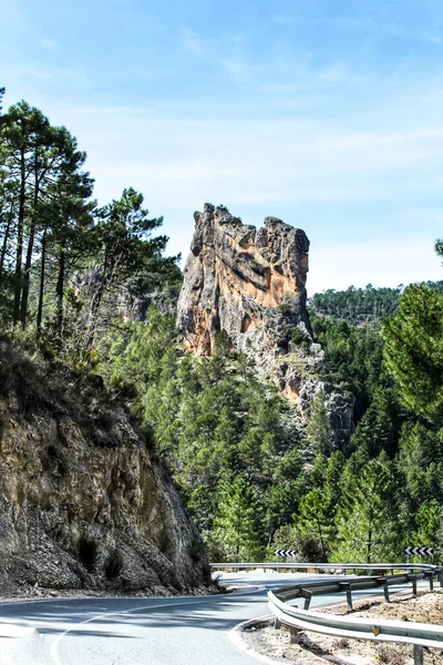 Road Mountains Pine Forest Sierra Del Segura Albacete Ισπανία — Φωτογραφία Αρχείου