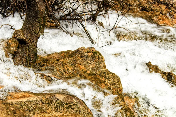 Řeka Cabriel Křišťálově Čistou Vodou Obklopená Zelenou Vegetací Horách Albacete — Stock fotografie