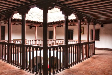 Villanueva de los Infantes, Castilla la la Mancha, İspanya 'da tipik bir evin avlusu