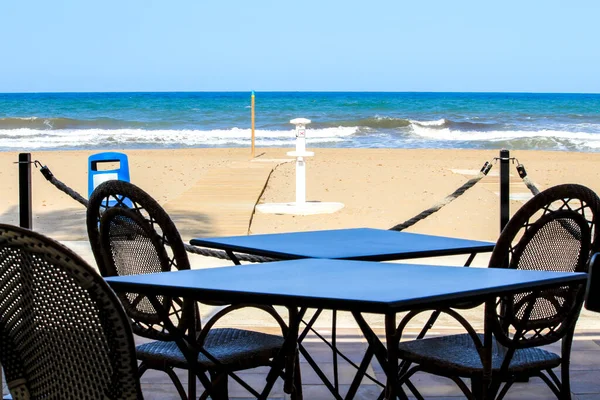 Bar Empty Terrace Santa Pola Beach Sunny Day — Stock Photo, Image