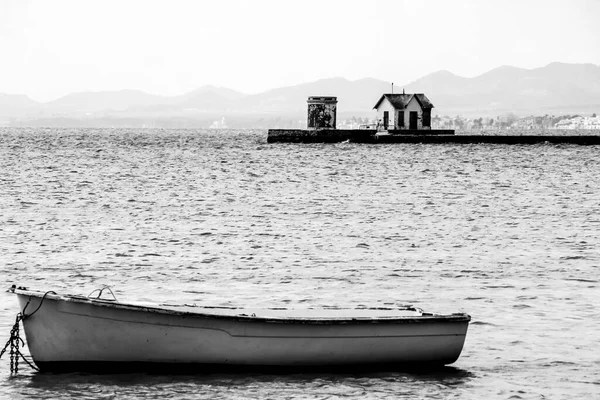 Lodě Kotvící Pláži Concha Vesnici Los Alcazares Murcia Community Španělsko — Stock fotografie