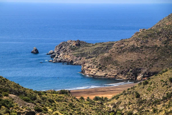 Hermosa Playa Gorguel Rodeada Montañas Provincia Cartagena Comunidad Murcia España — Foto de Stock