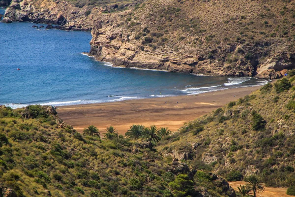 Strand Van Gorguel Omringd Door Bergen Provincie Cartagena Murcia Spanje — Stockfoto