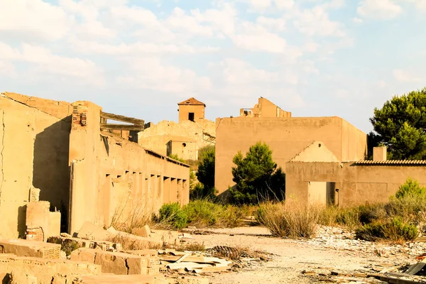 Pozůstatky Opuštěných Budov Dolech Vesnice Union Provincii Cartagena Murcia Španělsko — Stock fotografie