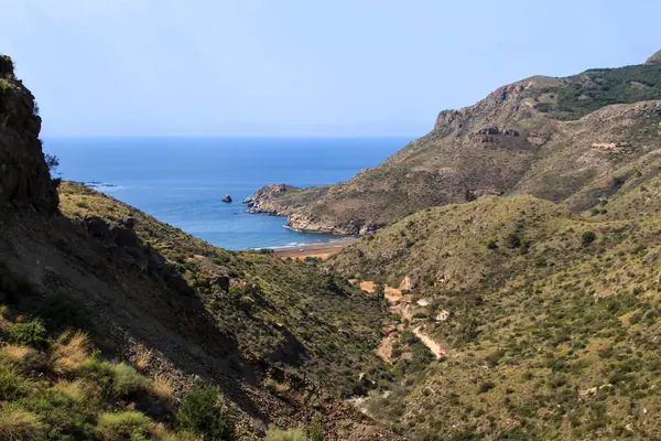 Hermosa Playa Gorguel Rodeada Montañas Provincia Cartagena Comunidad Murcia España — Foto de Stock