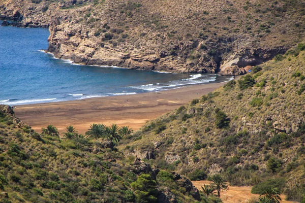 Bella Spiaggia Gorguel Circondata Montagne Nella Provincia Cartagena Comunità Murcia — Foto Stock