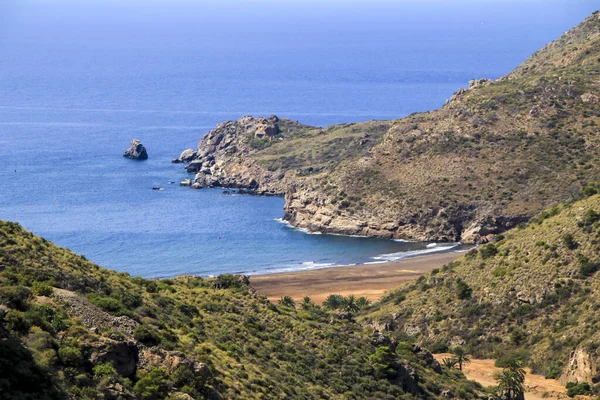 Hermosa Playa Gorguel Rodeada Montañas Provincia Cartagena Comunidad Murcia España — Foto de Stock