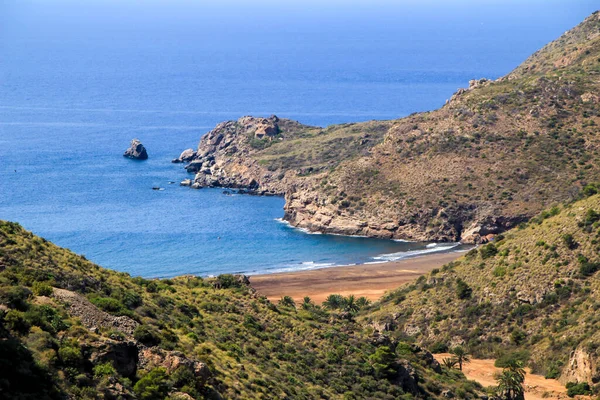 Hermosa Playa Gorguel Rodeada Montañas Provincia Cartagena Comunidad Murcia España —  Fotos de Stock