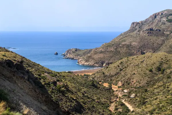 Hermosa Playa Gorguel Rodeada Montañas Provincia Cartagena Comunidad Murcia España — Foto de Stock