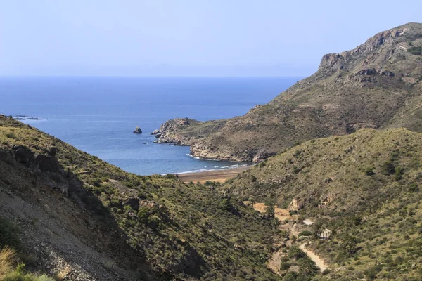Hermosa Playa Gorguel Rodeada Montañas Provincia Cartagena Comunidad Murcia España — Foto de Stock