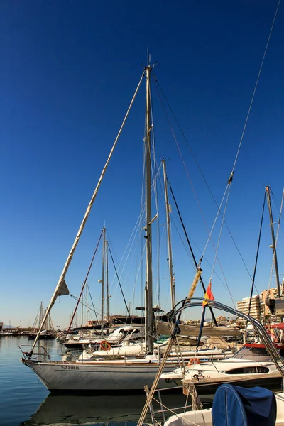 Santa Pola Spain August 2021 Recreational Boats Moored Dock Nautical — 스톡 사진