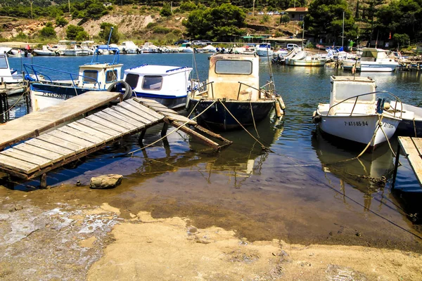 Portman Cartagena Province Murcia Spanien Juli 2021 Fiskebåtar Förtöjda Hamnen — Stockfoto