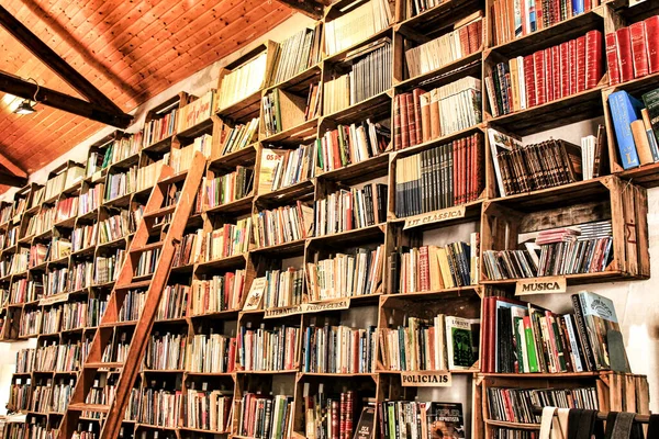 Obidos Lisbon Portugal June 2018 People Buying Books Old Bookstore — Stock Photo, Image