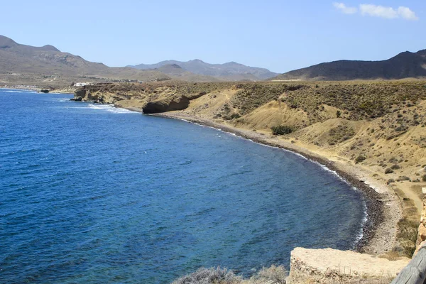 Strand Van Cala Violeta Het Dorp Isleta Del Moro Cabo — Stockfoto