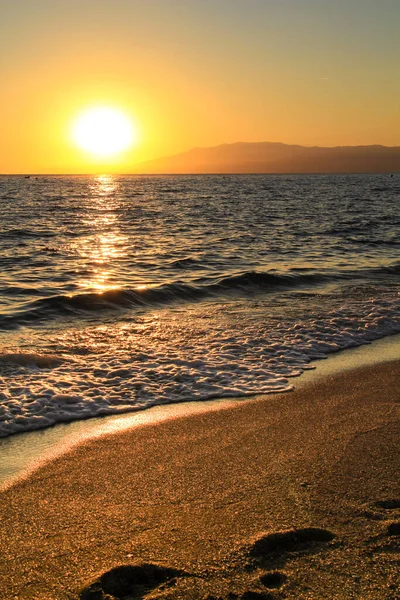 Sonnenuntergang Strand Von Salinas Cabo Gata Almeria Spanien — Stockfoto