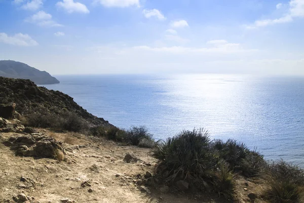 Schöne Meereslandschaft Dorf Isleta Del Moro Vulkanausbruch Hintergrund — Stockfoto