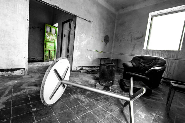 Maison Abandonnée Avec Meubles Cassés Dans Les Mines Village Rodalquilar — Photo