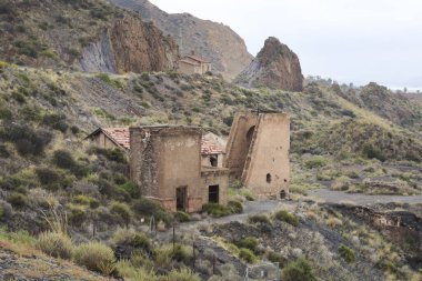 Remains of Mining area of Mina Rica in la Sierra de Aguilon, Pulpi, Almeria