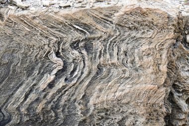 Cuevas de Almanzora, Almerya, İspanya 'daki Villaricos kasabasının kayalıklarında mineraller ve kayalıklar