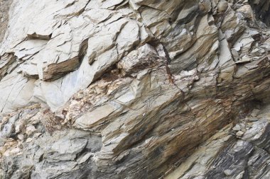 Cuevas de Almanzora, Almerya, İspanya 'daki Villaricos kasabasının kayalıklarında mineraller ve kayalıklar