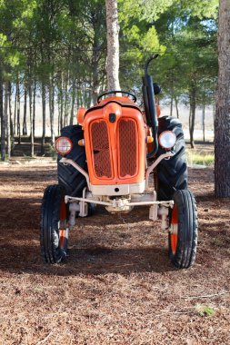 Salinas, Alicante, İspanya - 17 Aralık 2025: Salinas, Alicante kasabasındaki Rafa Canizares mahzeninde sergilenen eski traktör Fiat modeli