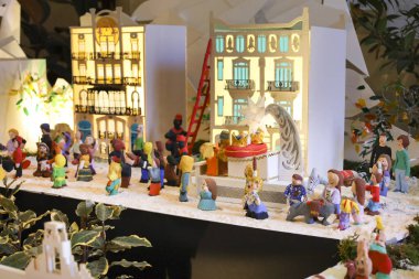 Alcoy, Alicante, İspanya... Alcoy şehrinin belediye binasında İsa 'nın doğumu sahnesi.