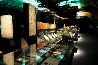 Alicante, İspanya - 13 Şubat 2026: Denia, arkeoloji ve müze sergisi Alicante Arkeoloji Müzesinde