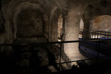 Elche, Alicante, Spain-March 13, 2026: Arab baths located underground The Clarisas convent at the moment a Cultural Center in Elche city