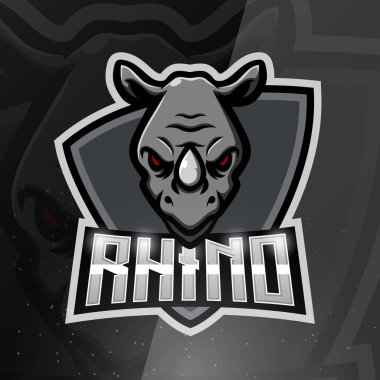 Gergedan maskotu esport logosu tasarımı