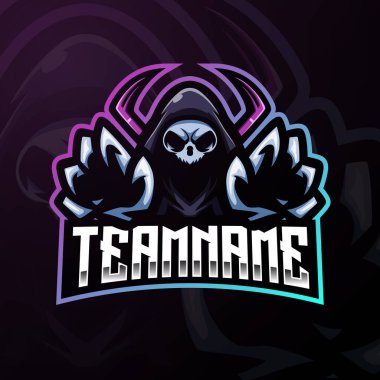 Reaper kafatası maskotu esport logosu tasarımı