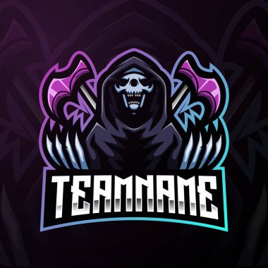 Reaper kafatası maskotu esport logosu tasarımı