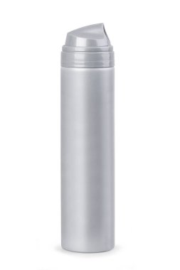 Mockup gri aerosol kutusu beyaz arkaplanda izole