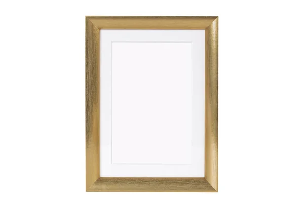 Moldura Foto Dourada Isolada Fundo Branco — Fotografia de Stock