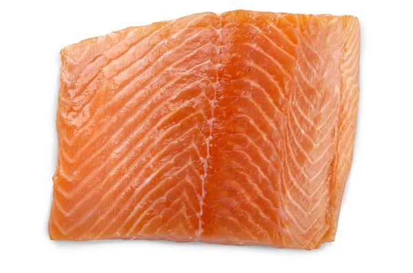 Rebanada Fresca Salmón Crudo Aislada Sobre Fondo Blanco — Foto de Stock