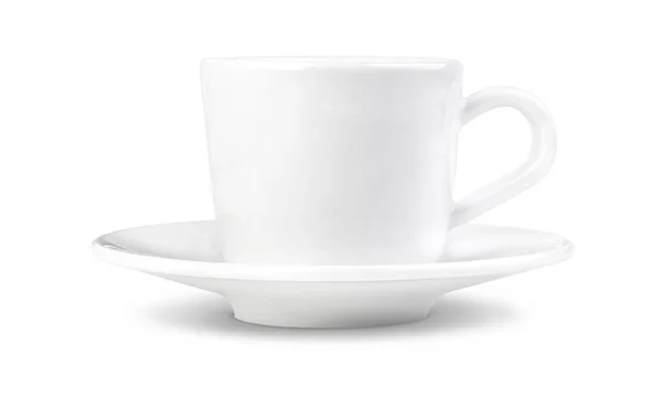 Piccola Tazza Caffè Bianco Isolato Sfondo Bianco Vista Frontale Foto Stock