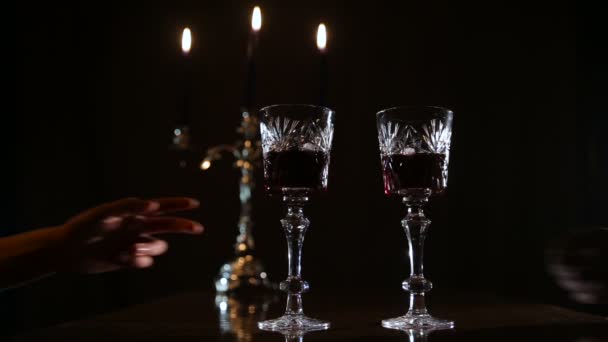 Romantic evening with wine. — Stock Video